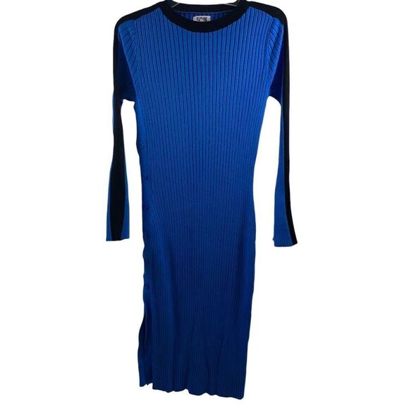 Future Collective Kahlana Barfield Brown Blue Black Ribbed Dress Size XS - Picture 1 of 12